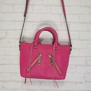 Rebecca Minkoff Purse 10 x 6 Micro Moto Fuchsia Pink Leather Fringe Crossbody